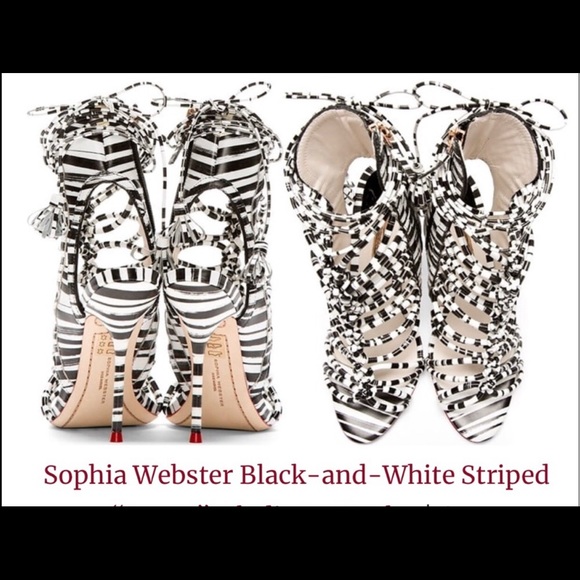 Sophia Webster Zebra Stripe Lace-up Sandals - Picture 2 of 8